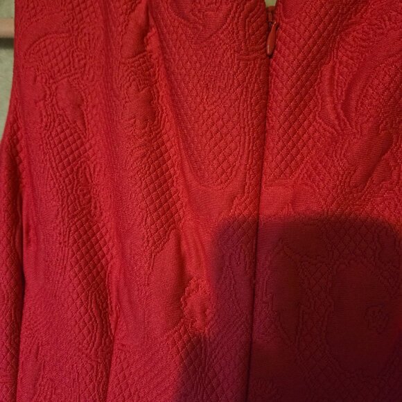 Talyor Women's Sz 4 Red Pink A-Line Dress Back Zip Preppy Teacher Retro Academia - Picture 7 of 8